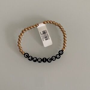 Capricorn Zodiac Sign Bead Stretchy Bracelet  Black & Gold Accessory